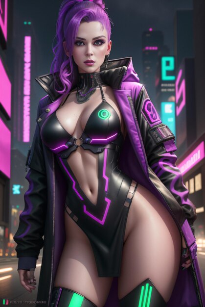 Foto de retrato de mujer cyberpunk