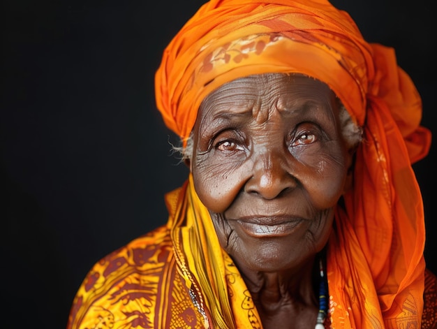 Foto de retrato de mujeres africanas ancianas con fondo oscuro