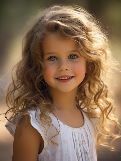 Foto de retrato de niña australiana de pelo rizado