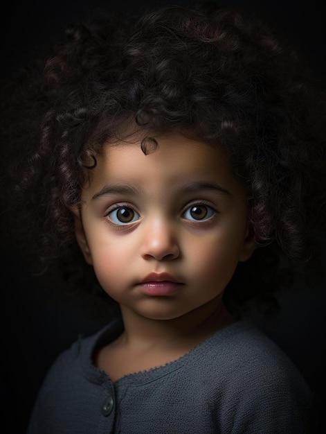 Foto de retrato de una niña colombiana de pelo rizado