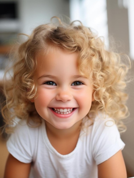 Foto de retrato de una niña neozelandesa de pelo rizado