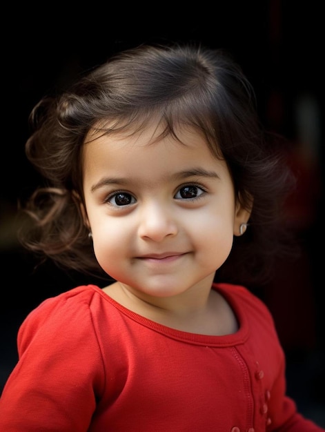Foto de retrato de una niña peruana de cabello lacio sonriendo
