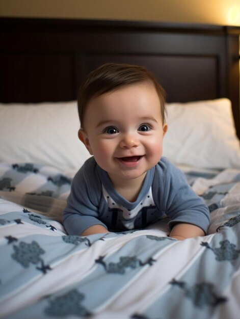 Foto de retrato de un niño argentino de cabello lacio sonriendo