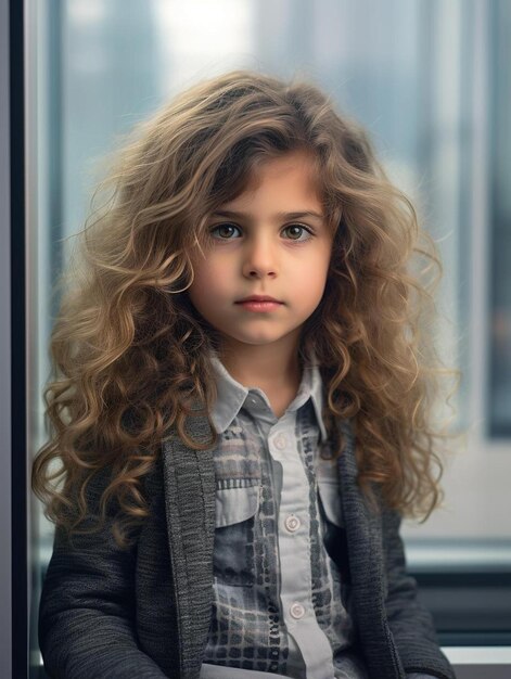 Foto de retrato de niño argentino cabello ondulado masculino