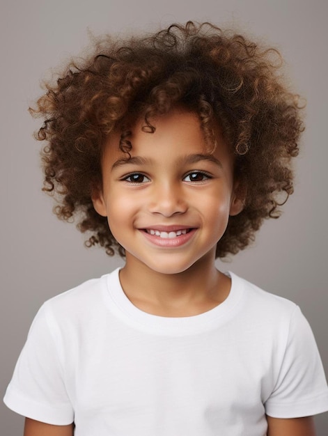 Foto de retrato de niño colombiano cabello rizado masculino