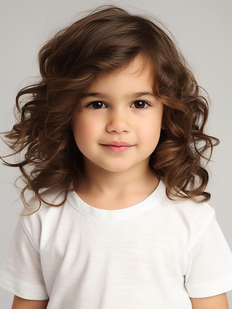 Foto de retrato de niño indio cabello ondulado masculino