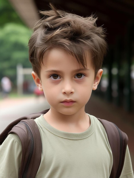 Foto de retrato de un niño singapurense de pelo liso