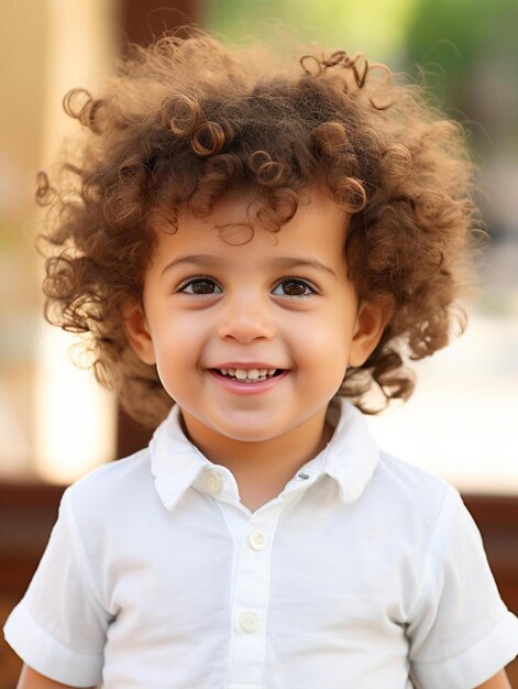 Foto de retrato de un niño varón rizado de Trinidad y Tobago