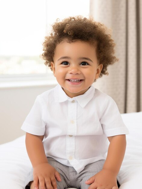 Foto de retrato de pelo rizado masculino infantil de Fiji