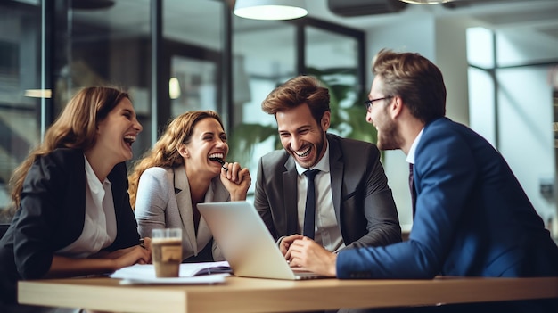 Foto de una reunión de negocios y gente haciendo y discutiendo.