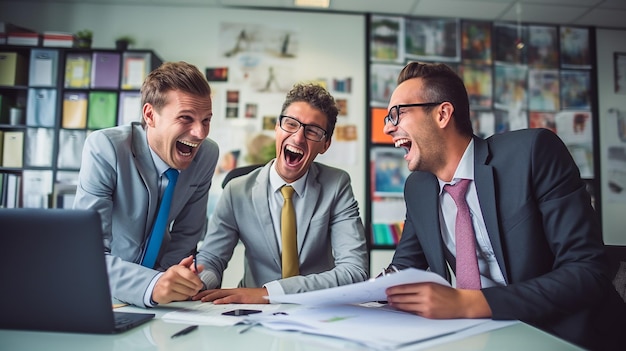 Foto de una reunión de negocios y gente haciendo y discutiendo.