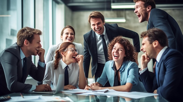 Foto de una reunión de negocios y gente haciendo y discutiendo.