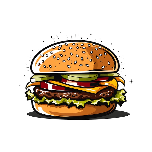 Foto Rindfleisch Burger Salat Tomate Gurke Käse isoliert auf weißem generativem AI