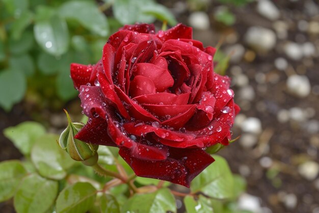 La foto de la rosa de la sinfonía de terciopelo carmesí