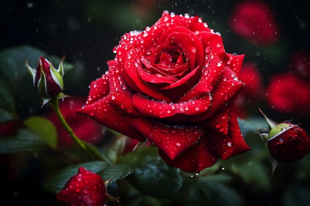 Foto de rosas con rosas de rocío de la mañana