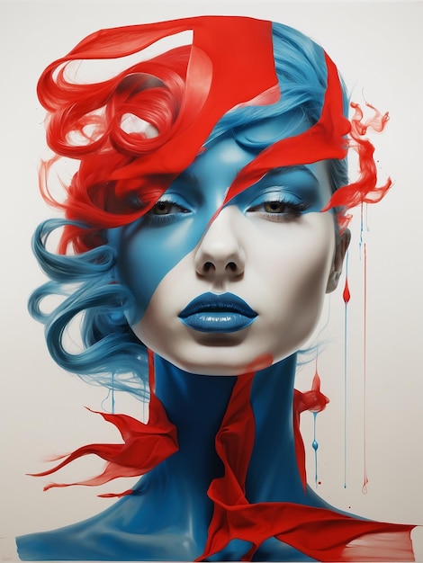 Una foto de rostro abstracto concepto de retrato colorido con una mujer hermosa