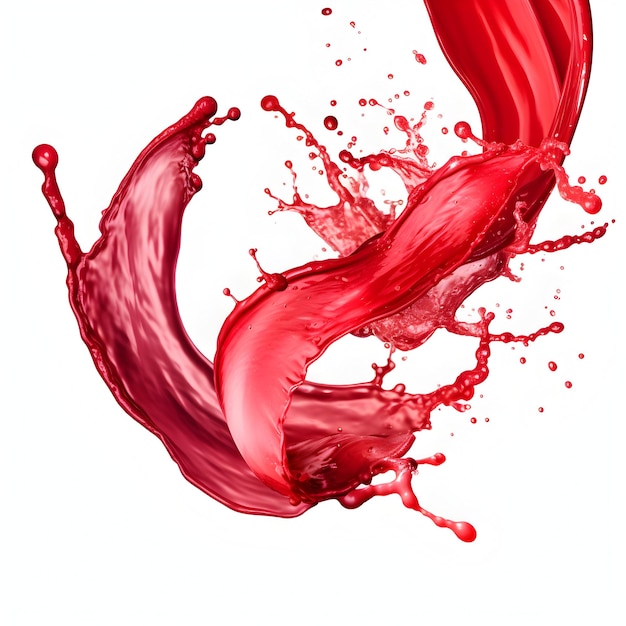 Foto rote Farbe Spritzer Erdbeere roter Saft Spritzer Ketchup Spritzer auf weiß