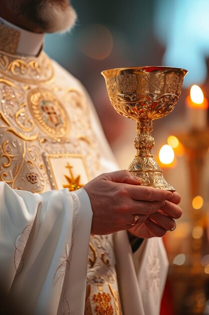 Foto foto de un sacerdote llevando un ciborio