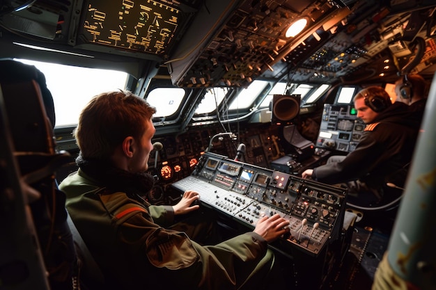 Foto foto de la sala de control de los pilotos de los aviones