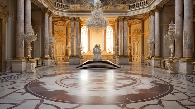 Foto de la sala con el diseño interior del Palacio de Versalles Francia
