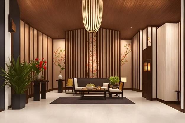 Foto de una sala de estar hermosamente decorada con muebles elegantes y decoración moderna