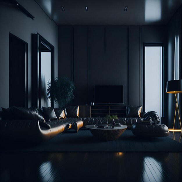 Foto de una sala de estar moderna con un cómodo sofá, una elegante mesa de café y un gran televisor de pantalla plana