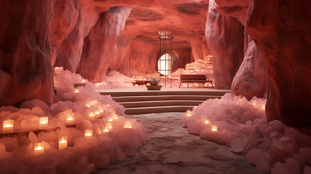 Una foto de la sala de sal del Himalaya de un spa.