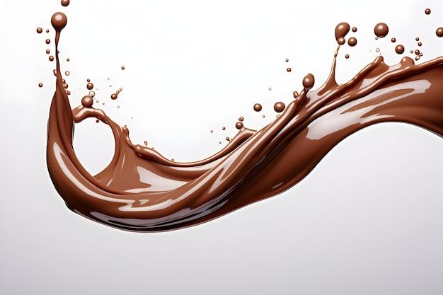 Foto salpicadura de chocolate líquido sobre fondo blanco generativo ai
