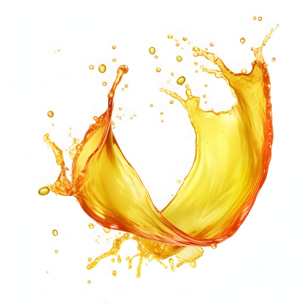 Foto de salpicaduras de aceite de oliva aisladas sobre un fondo blanco