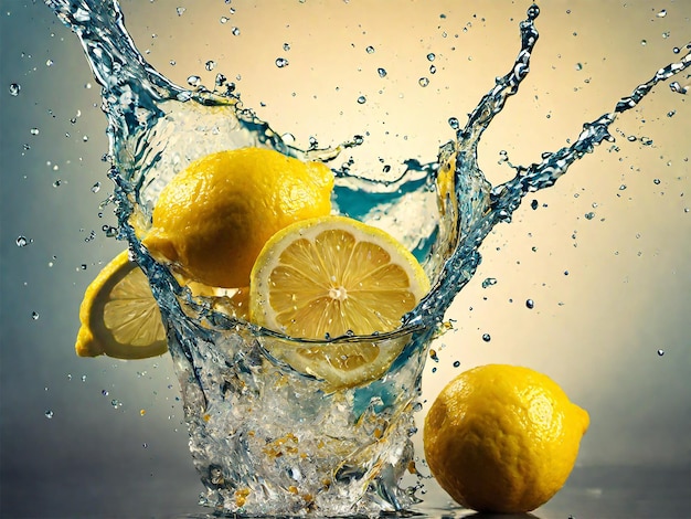 Foto de salpicaduras de agua fresca de limón
