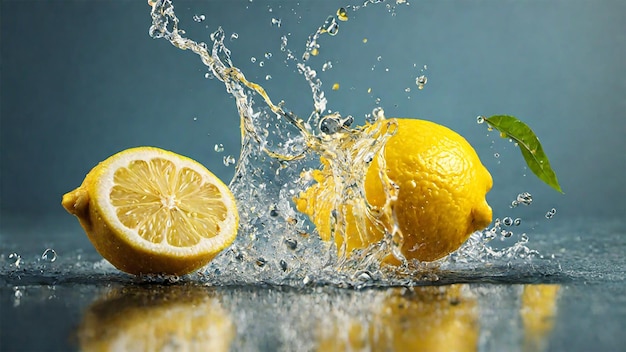 Foto de salpicaduras de agua fresca de limón