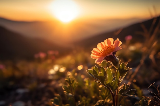 Foto schöne kleine Blume naturfarbener unscharfer Hintergrund generiert ai