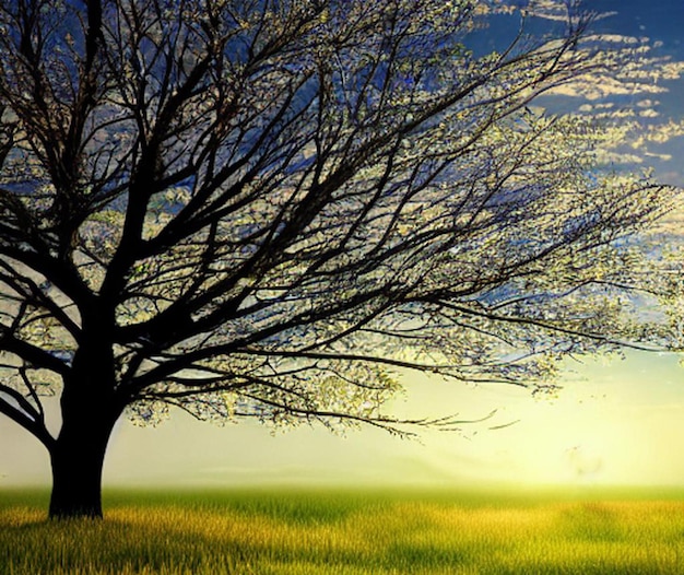 Foto schöne Landschaft mit Baum