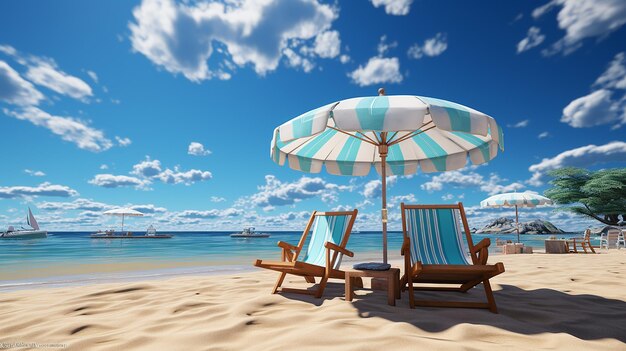 Foto schönes tropisches Strand, Meer, Ozean mit Regenschirmstuhl und Lounge