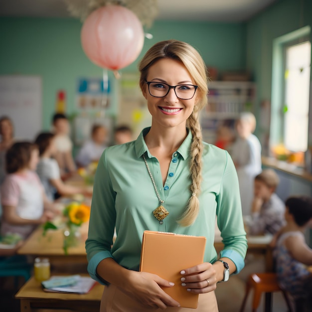 Foto Schüler und Lehrer feiern den internationalen Tag des Lehrers generative KI