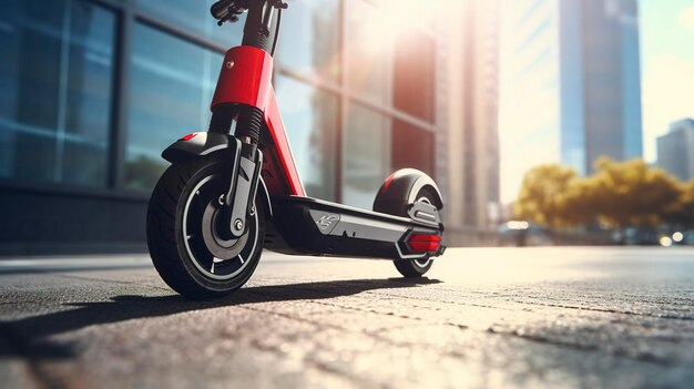 Una foto de un scooter eléctrico cargado con energía renovable