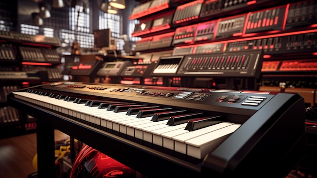 Una foto de una sección de teclado de tiendas de música