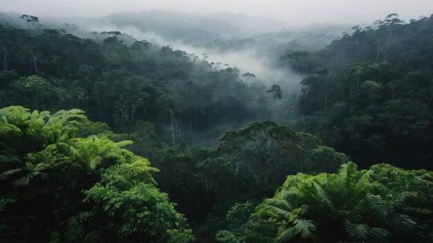 Foto de la selva tropical vibrante, los árboles y plantas verdes y exuberantes y la biodiversidad Explore