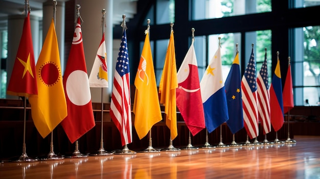 Foto una foto de una serie de banderas del sudeste asiático