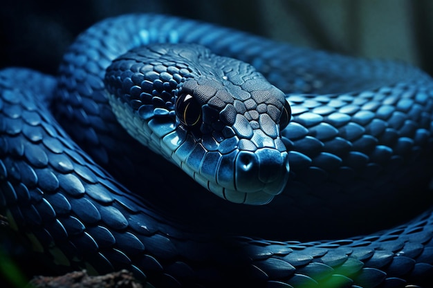 una foto de serpiente de color azul