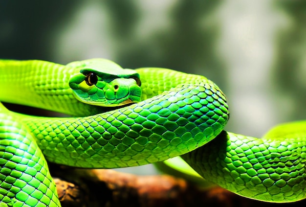 Foto foto de serpiente verde en el hábitat