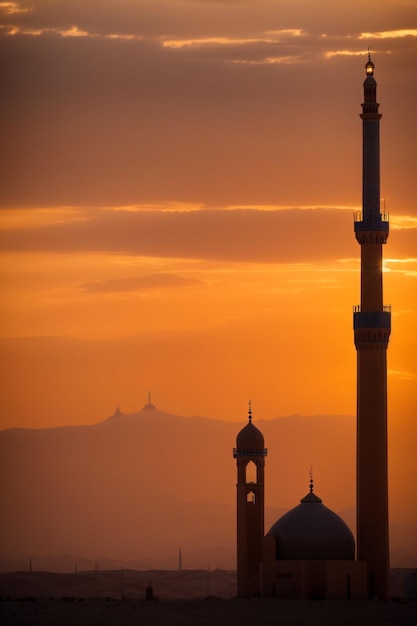 foto shillouette de la mezquita de los minaretes