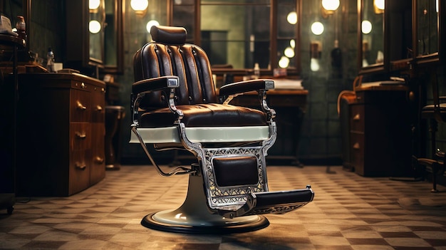 Foto una foto de una silla de barbero en una barbería de estilo antiguo.