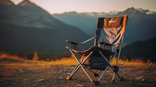 Foto una foto de una silla de campamento portátil y plegable