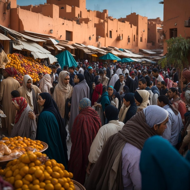 Una foto sincera de un mercado abarrotado en Marrakech Marruecos