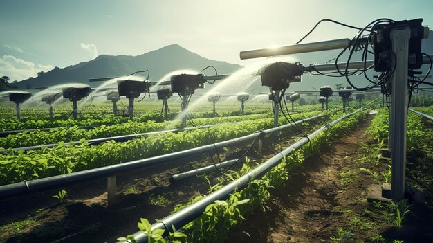 Una foto de un sistema de riego alimentado por energía solar