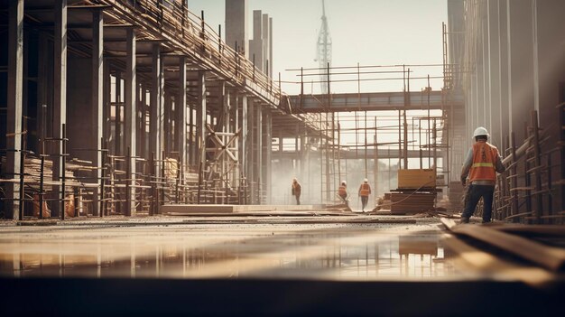 Una foto de un sitio de construcción con un enfoque en el trabajo de forma