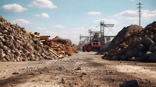 Una foto de un sitio de construcción con una pila de grava