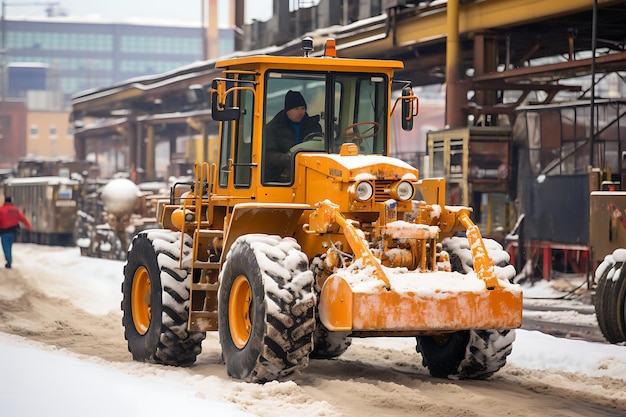 Foto de Snowplow creando un camino a través de una industria