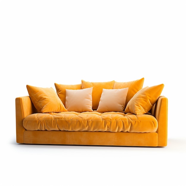 foto de un sofá fresco aislado sobre un fondo amarillo